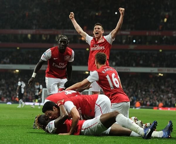 Arsenal Players Celebrate Second Goal vs. Newcastle United, Premier League 2011-12