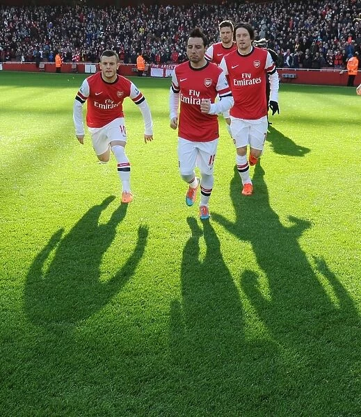 Arsenal Trio: Wilshere, Cazorla, Rosicky - Pre-Match Huddle vs Sunderland (2013-14)