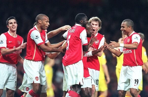 Arsenal Triumph: Gallas, Van Persie, Henry, Toure, Hleb, and Gilberto Celebrate 3:0 Win Over Liverpool