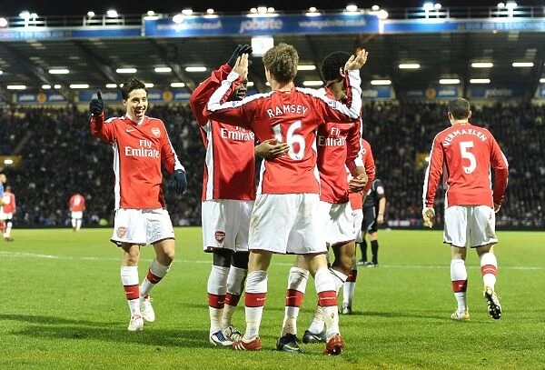Arsenal Triumph: Ramsey, Nasri, Sagna, Diaby Celebrate 3rd Goal vs. Portsmouth (30 / 12 / 2009)