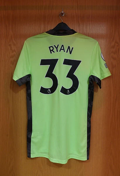 Arsenal vs Leeds United: Mat Ryan's Shirt in Arsenal Changing Room (Premier League 2020-21)