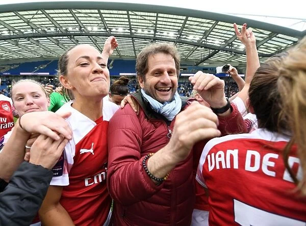 Arsenal Women Celebrate FA WSL Title with Montemurro and McCabe: Triumph at Amex Stadium
