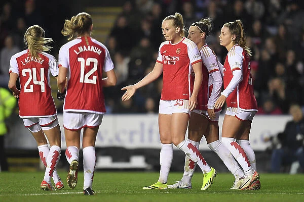 Arsenal Women Celebrate Stina Blackstenius's Goal: FA WSL Cup Victory Over Reading