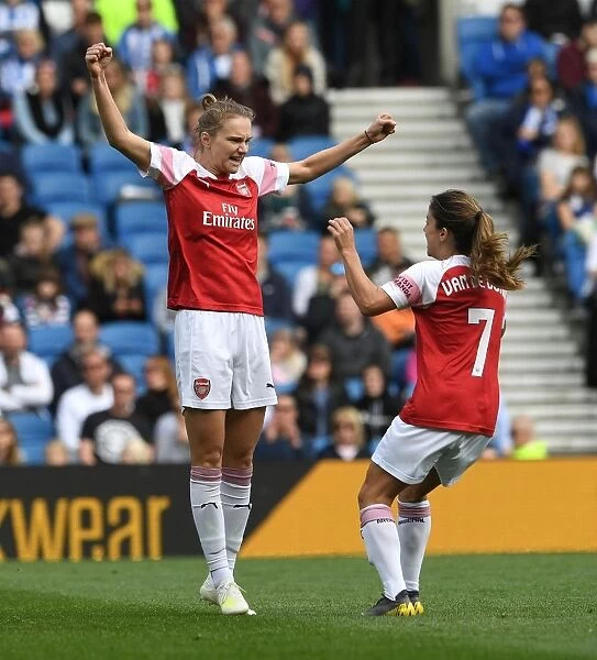 Arsenal Women: Miedema and Van de Donk Celebrate Goal Against Brighton