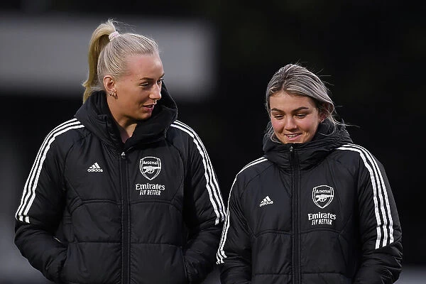 Arsenal Women: Stina Blackstenius and Laura Wienroither Prepare for Arsenal v Reading (FA Women's Super League, 2022-23)