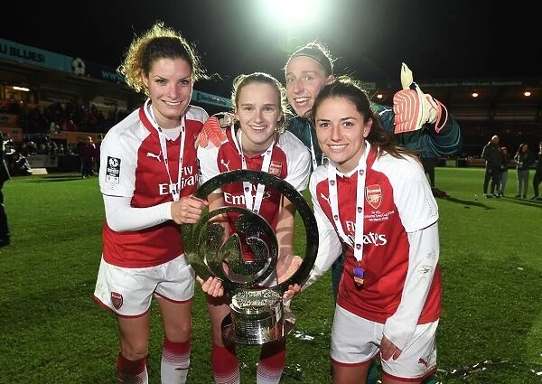 Arsenal Women's Continental Cup Triumph: Van de Donk, Janssen, Miedema, and Van Veenendall Celebrate with the Trophy