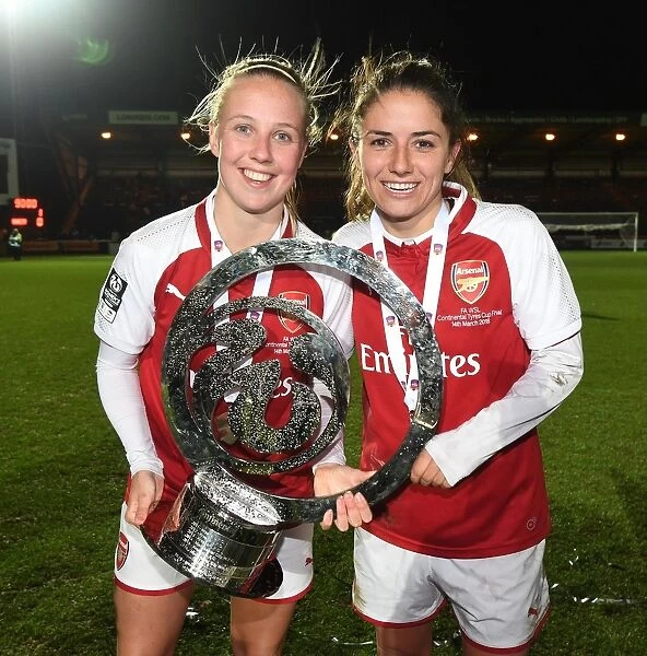 Arsenal Women's Continental Cup Victory: Beth Mead and Danielle van de Donk Celebrate with the Trophy
