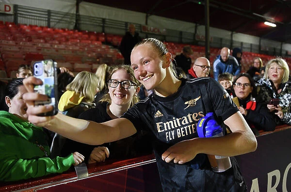 Arsenal Women's Player Frida Maanum Greets Fan after Brighton Match