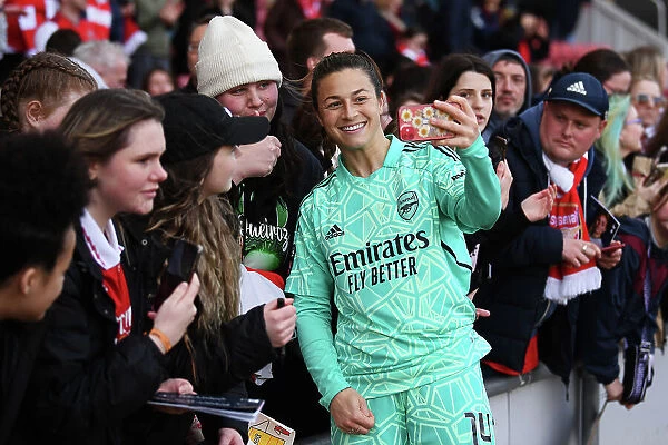 Arsenal Women's Player Sabrina D'Angelo Celebrates with Fans after Tottenham Match