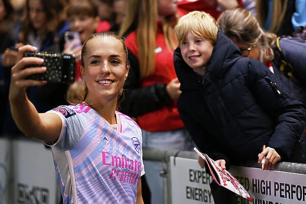 Arsenal Women's Players Mingle with Fans after Victory over Bristol City in Barclays WSL