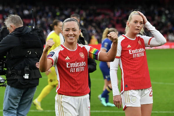Arsenal Women's Super League Victory: Katie McCabe Celebrates Over Chelsea FC at Emirates Stadium (2023-24)