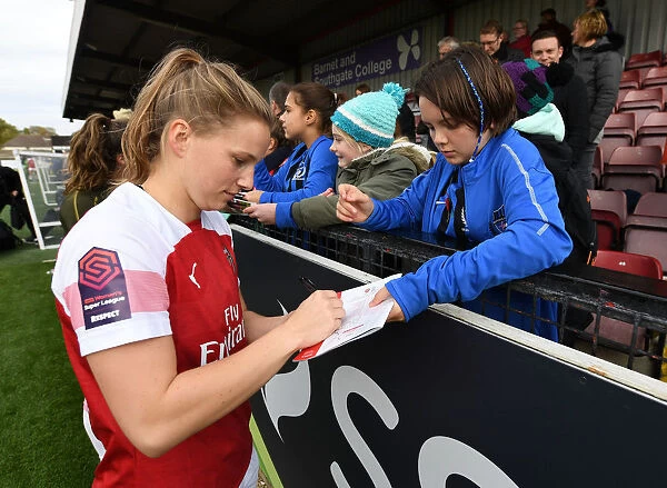 Arsenal Women's Tabea Kemme Greets Fans After Match vs. Birmingham City