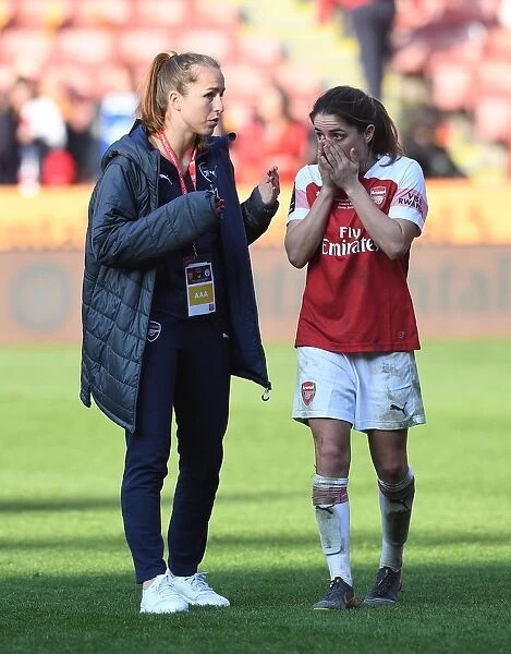 Arsenal Women's Team: Van de Donk and Walti Embrace After FA Womens Continental League Cup Final Victory