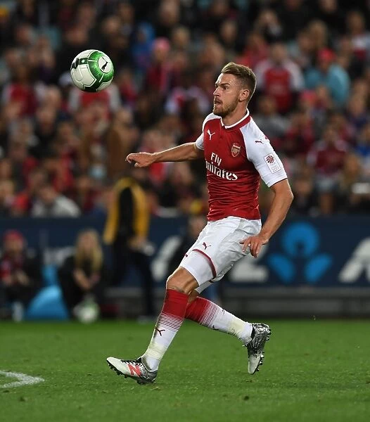 Arsenal's Aaron Ramsey in Action against Western Sydney Wanderers (Sydney, 2017)