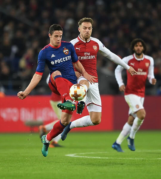 Arsenal's Aaron Ramsey Faces Off Against CSKA Moscow's Kristijan Bistrovic in Europa League Quarterfinal