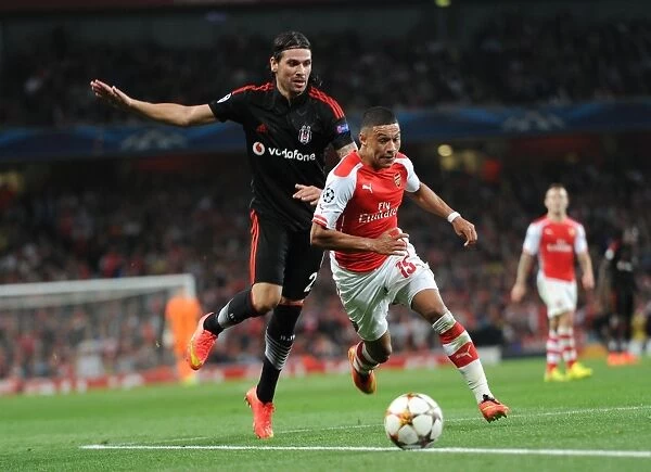 Arsenal's Alex Oxlade-Chamberlain Faces Off Against Besiktas Ersan Gulum in Champions League Clash