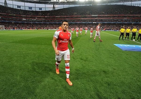 Arsenal's Alexis Sanchez Before Arsenal FC vs Besiktas JK UEFA Champions League Qualifier, Emirates Stadium, 2014