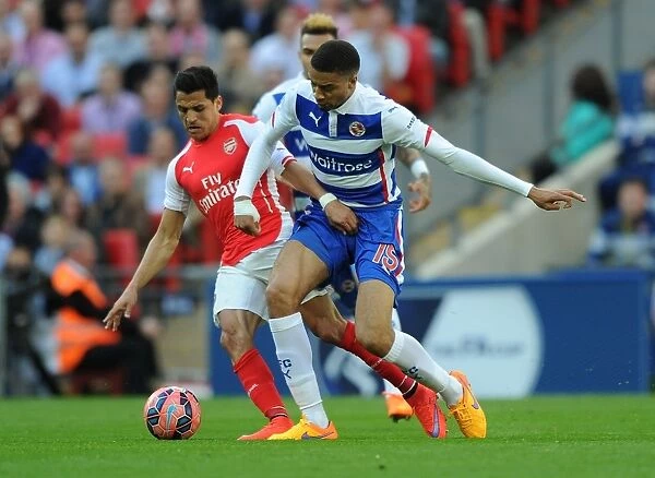 Arsenal's Alexis Sanchez Battles Reading's Michael Hector in FA Cup Semi-Final Clash