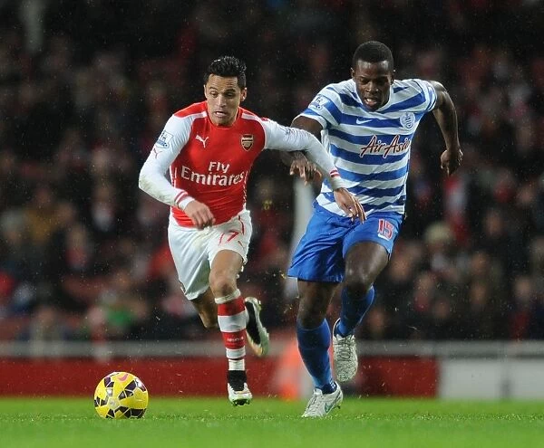 Arsenal's Alexis Sanchez Faces Off Against Nedum Onuoha in Premier League Clash (Arsenal v Queens Park Rangers 2014-15)