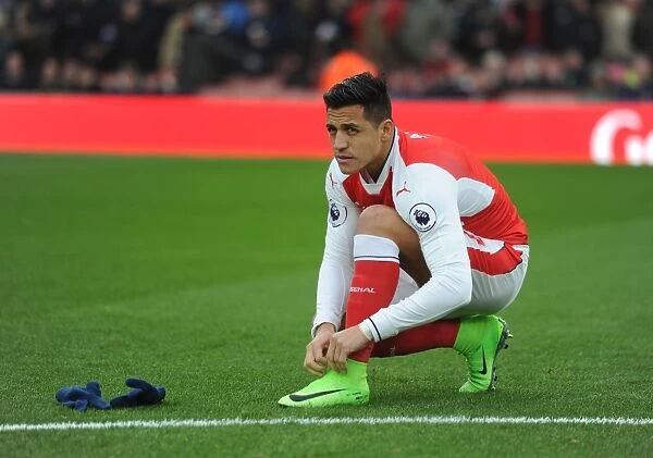 Arsenal's Alexis Sanchez Readies for Kickoff Against Hull City (2016-17)