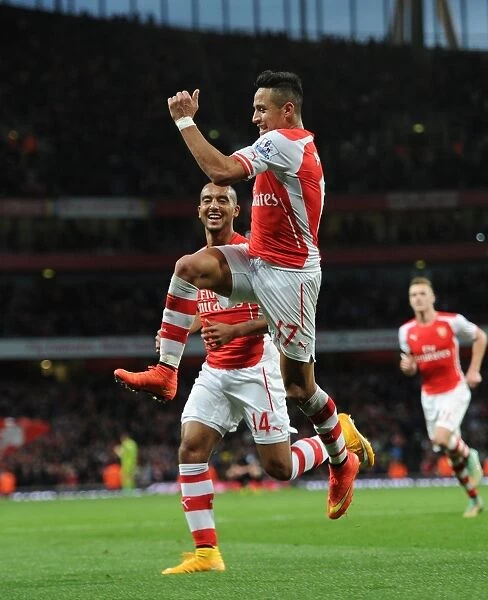 Arsenal's Alexis Sanchez and Theo Walcott: Dazzling Duo Celebrates Goals Against Burnley, 2014 / 15 Premier League