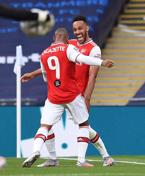 Arsenal's Aubameyang and Lacazette Celebrate Goal in FA Cup Semi-Final Victory over Manchester City