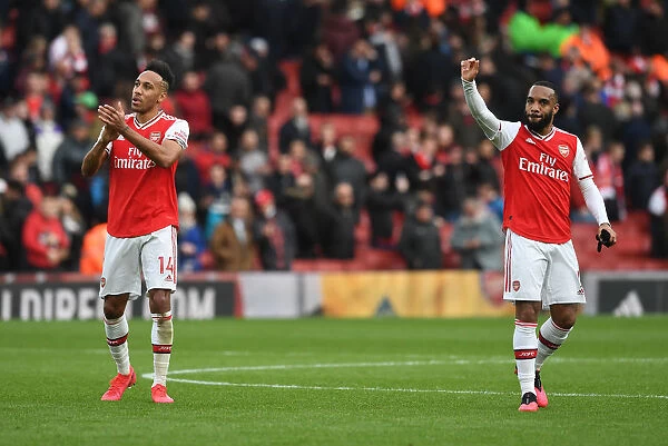 Arsenal's Aubameyang and Lacazette Celebrate Victory Over West Ham United