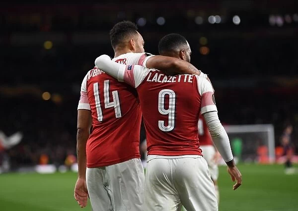 Arsenal's Aubameyang and Lacazette: Unstoppable Duo Celebrates Europa League Semi-Final Goals vs Valencia