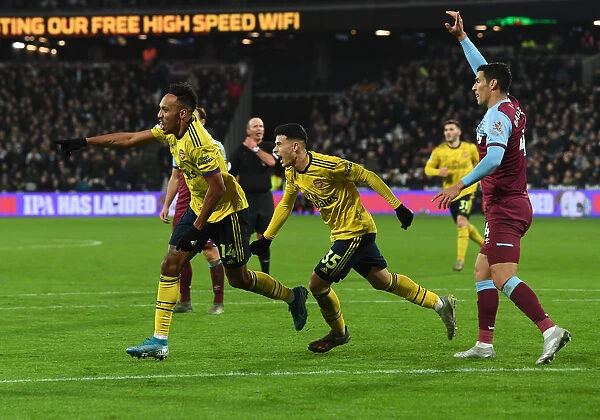 Arsenal's Aubameyang and Martinelli: Unstoppable Duo Celebrates Third Goal Against West Ham (2019-20)