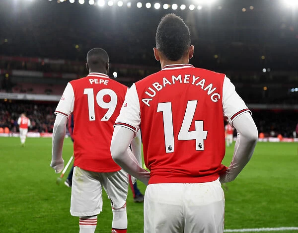 Arsenal's Aubameyang and Pepe at Half-Time: Arsenal v Crystal Palace, Premier League 2019-20