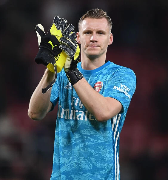 Arsenal's Bernd Leno Applauding Fans in AFC Bournemouth Victory (2019-20 Premier League)