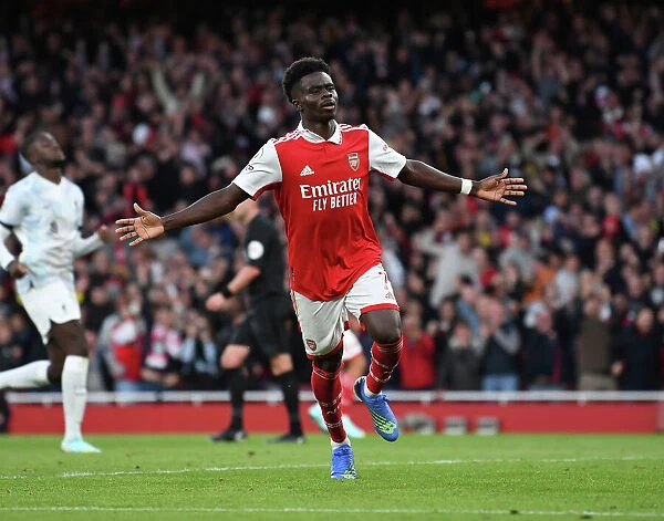 Arsenal's Bukayo Saka Scores Third Goal in Exciting Arsenal v Liverpool Clash (2022-23)