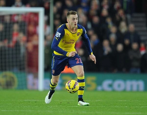 Arsenal's Calum Chambers in Action against Southampton (Premier League 2014-15)