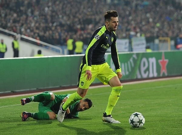 Arsenal's Carl Jenkinson Clashes with Wanderson of Ludogorets in UEFA Champions League