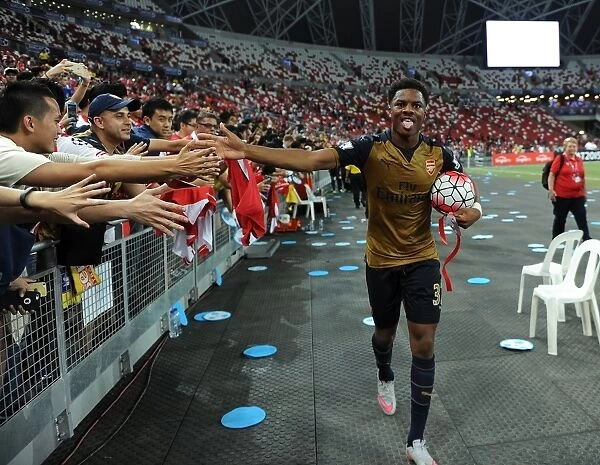 Arsenal's Chuba Akpom Scores and Celebrates with Fans in Singapore Asia Trophy Victory