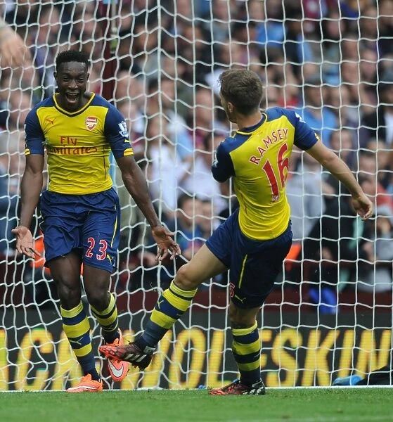 Arsenal's Danny Welbeck and Aaron Ramsey Celebrate Goals Against Aston Villa (2014-15)