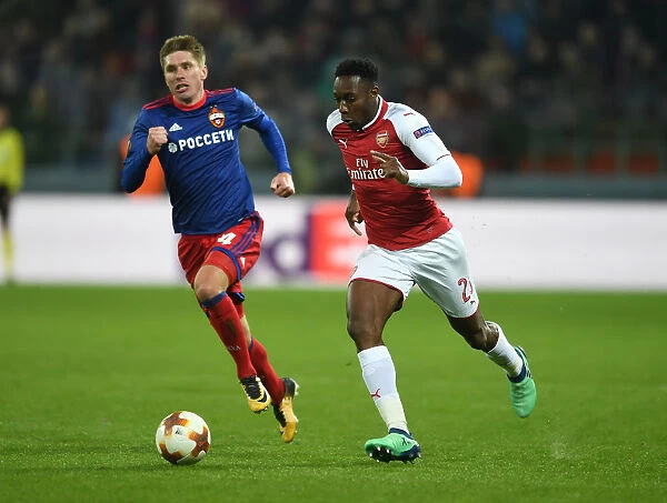 Arsenal's Danny Welbeck Clashes with CSKA Moscow's Kirill Nababkin in Europa League Quarterfinal