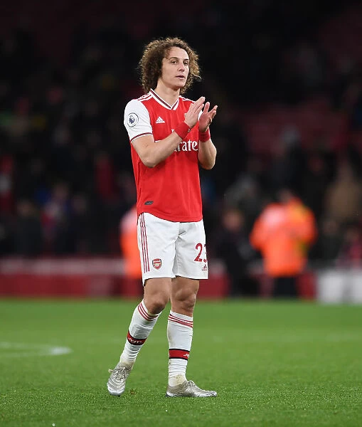 Arsenal's David Luiz Celebrates with Fans After Victory Over Sheffield United