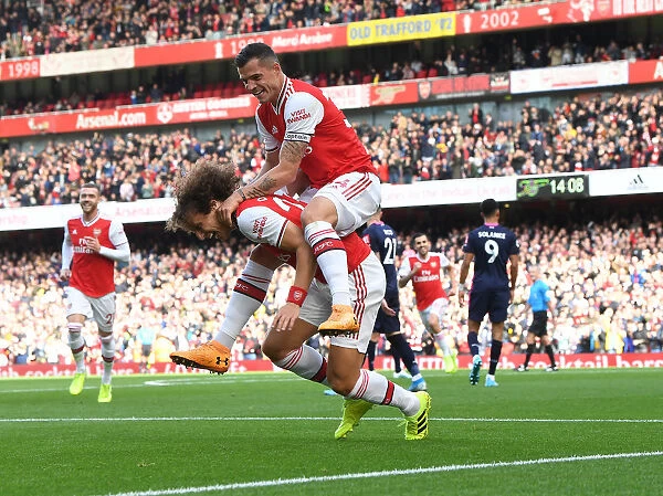 Arsenal's David Luiz and Granit Xhaka Celebrate Goal Against AFC Bournemouth, 2019-20 Premier League