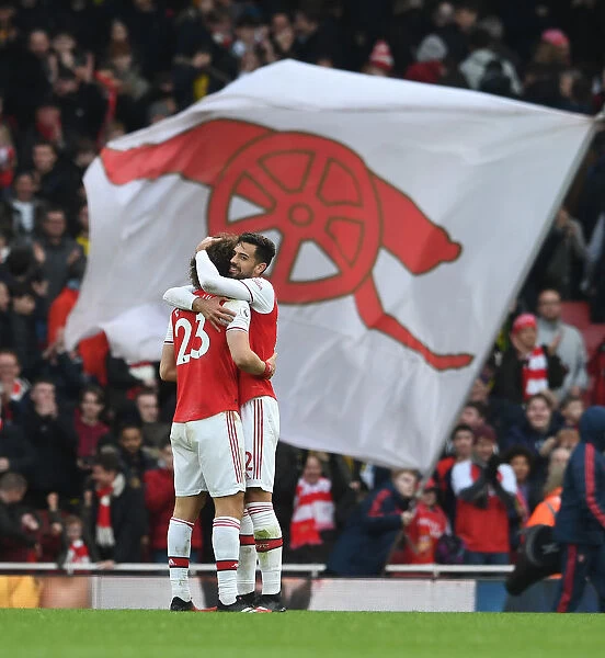 Arsenal's David Luiz and Pablo Mari Embrace After Hard-Fought Arsenal v West Ham United Match