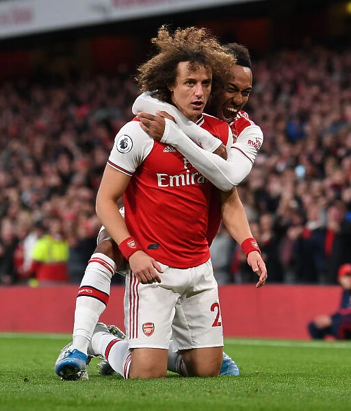 Arsenal's David Luiz and Pierre-Emerick Aubameyang Celebrate Goals Against Crystal Palace (2019-20)