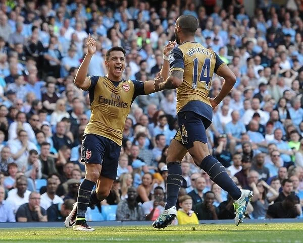 Arsenal's Double Celebration: Sanchez and Walcott Rejoice Over Goals Against Manchester City (May 2016)