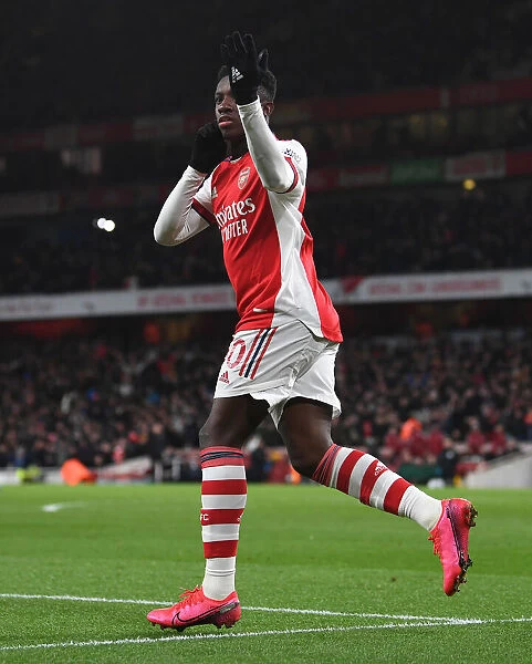 Arsenal's Eddie Nketiah Scores First Goal in Arsenal v Wolverhampton Wanderers, Premier League 2021-22