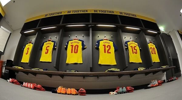Arsenal's FA Cup Final Preparations: A Peak into the Arsenal Dressing Room before the Showdown against Aston Villa at Wembley Stadium (2015)