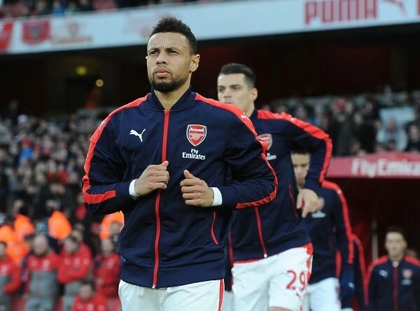 Arsenal's Francis Coquelin Prepares for Arsenal v West Bromwich Albion in the Premier League (2016-17)