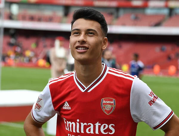 Arsenal's Gabriel Martinelli Celebrates after Emirates Cup Win Against Olympique Lyonnais (2019)