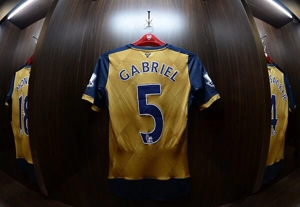 Arsenal's Gabriel: Pre-Match Kit Display at 2015 Barclays Asia Trophy, Singapore
