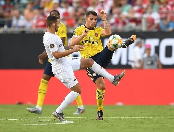 Arsenal's Granit Xhaka in Action against ACF Fiorentina at 2019 International Champions Cup, Charlotte