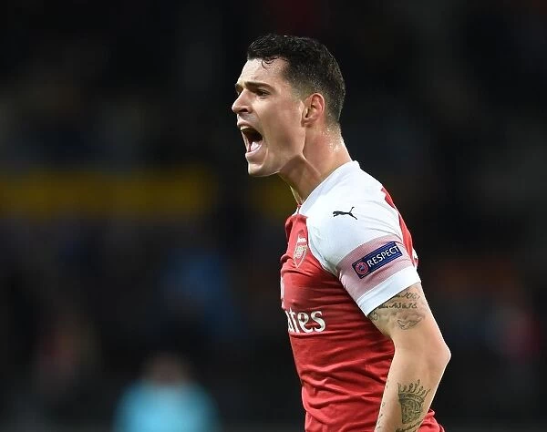 Arsenal's Granit Xhaka in Action against BATE Borisov in UEFA Europa League Round of 32 First Leg