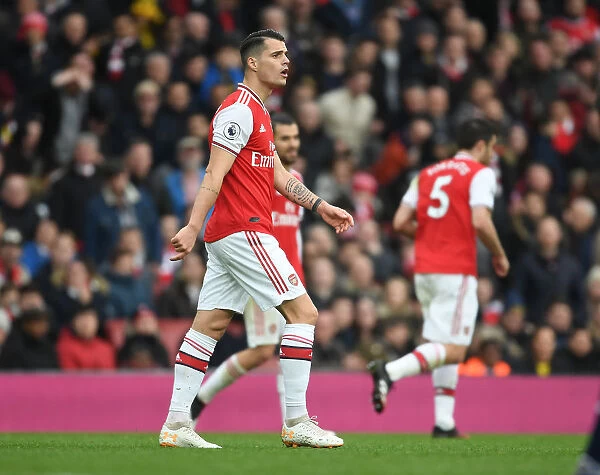 Arsenal's Granit Xhaka in Action Against West Ham United - Premier League 2019-2020
